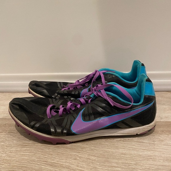 NIKE Track & Field JANA STR WFLE Black Purple Teal Running Shoes - Picture 2 of 7